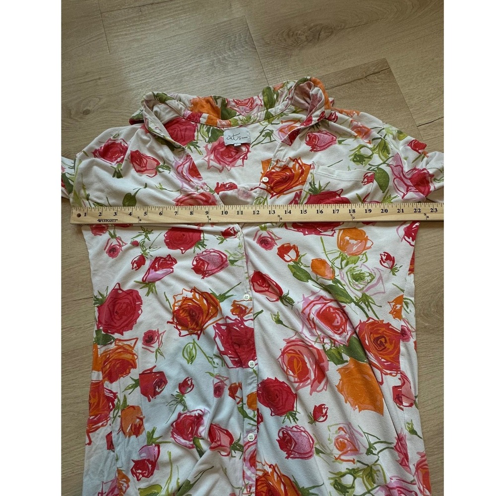 The Cat's Pajamas Pima Cotton Nightshirt Womens L Floral Cottagecore - Picture 7 of 8